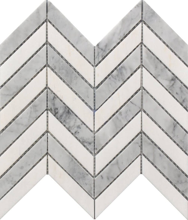 Chevron White and Grey Marble 11X12 - Tiles and Deco