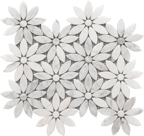 Mosaic Daisy Flower Marble Tile - Tiles and Deco
