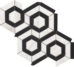 Mosaic Hexagon Marble Tile 9" x 12" - Tiles and Deco