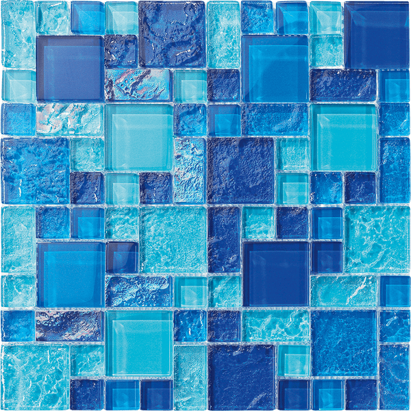 Bahamas Light Blue blend - Pool Tile is an Exquisite Tile made of glass suitable for swimming pools, shower walls, backsplash, Jacuzzi, and spa - Tiles and Deco