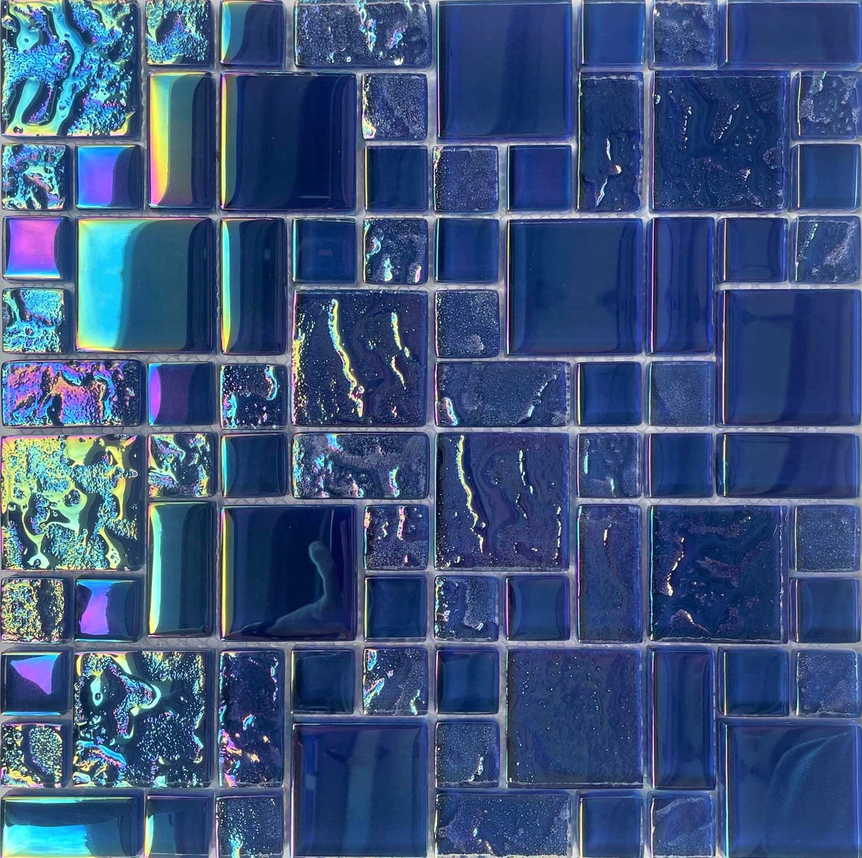 Bahamas Cobalt Mix Iridescent Tile - Tiles and Deco