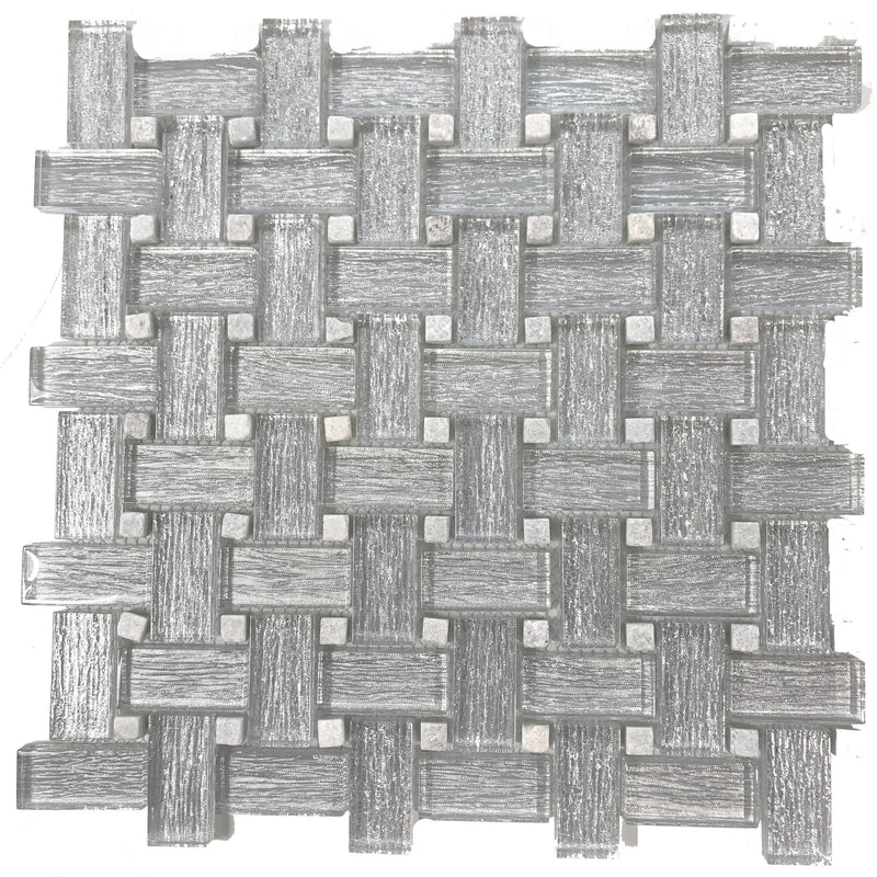 Basket  Weave Silver Glitter Tile is great for Accent Walls, Backsplash, Bathrooms, and More - Tiles and Deco