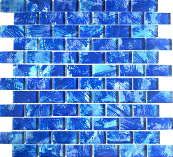 Storm Blue 1X2 tile can be used in pools, Spas, Waterlines, Walls, Bathrooms, Showers, and Backsplash - Tiles and Deco