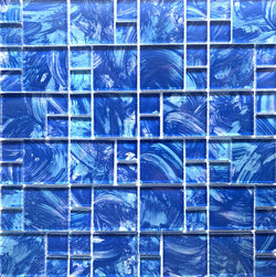 Storm Blue Mix tile can be used in pools, Spas, Waterlines, Walls, Bathrooms, Showers, and Backsplash - Tiles and Deco