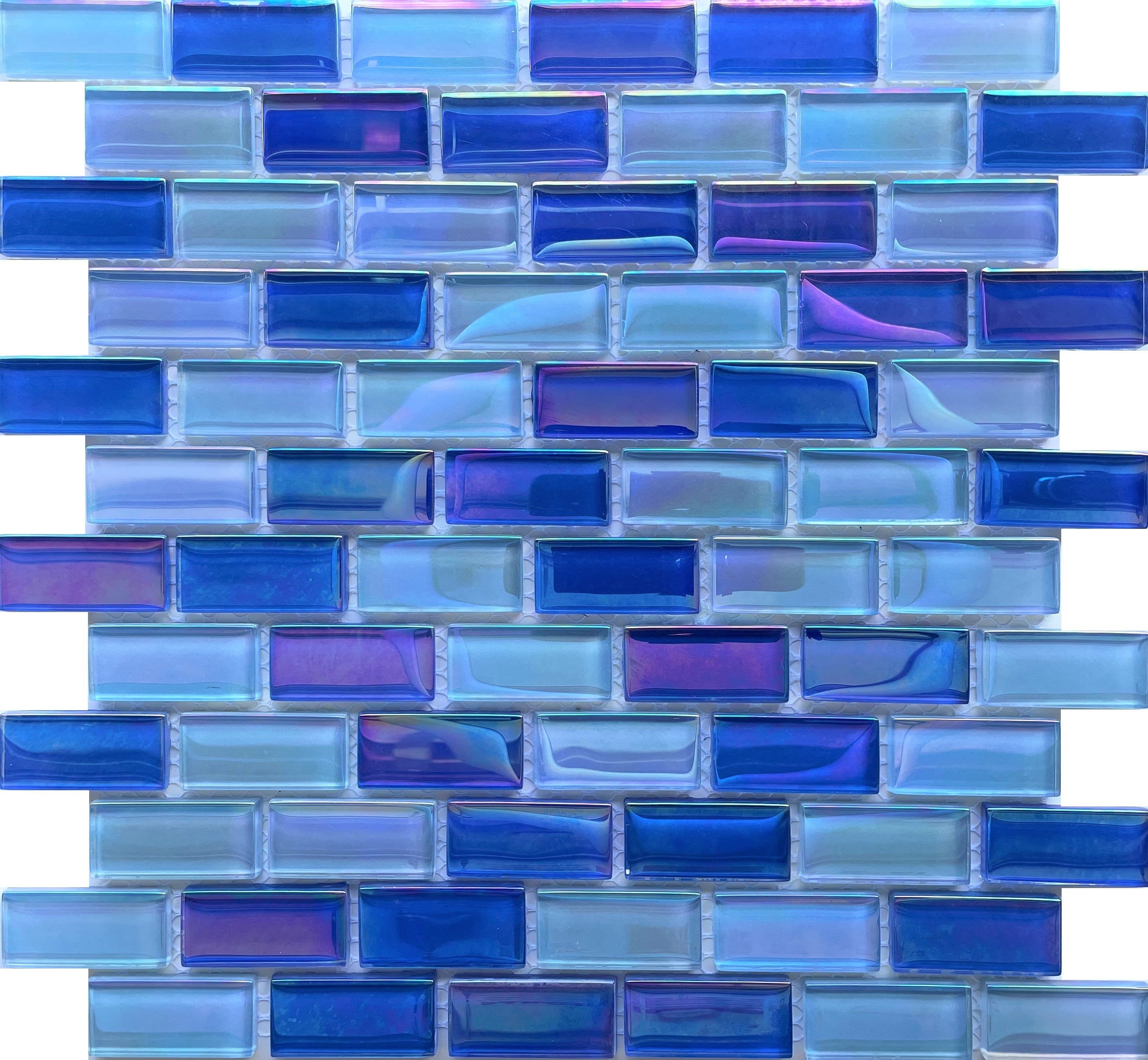 Blue Topazio 1x2 - Pool Tile  is an Exquisite Tile made of glass suitable for swimming pools, shower walls, backsplash, Jacuzzi, and spa - Tiles and Deco