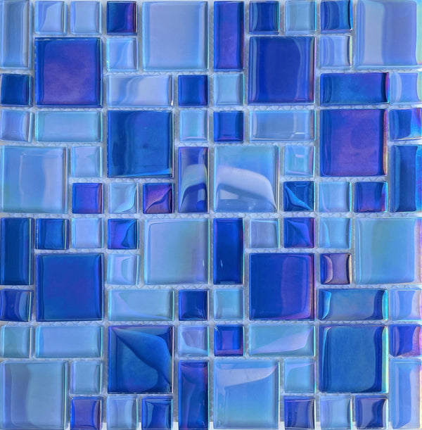 Blue Topazio Mix - Pool Tile is an Exquisite Tile made of glass suitable for swimming pools, shower walls, backsplash, Jacuzzi, and spa - Tiles and Deco
