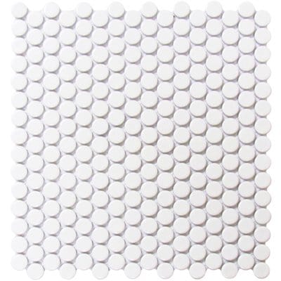 White Bright Penny Round 12x12 - Tiles and Deco