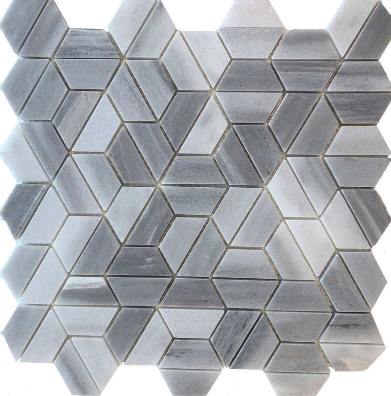 Crypto Hexagon Marbleis composed of Patterns that create a futuristic hexagon shape. Its made of natural Stone Polished - Tiles and Deco