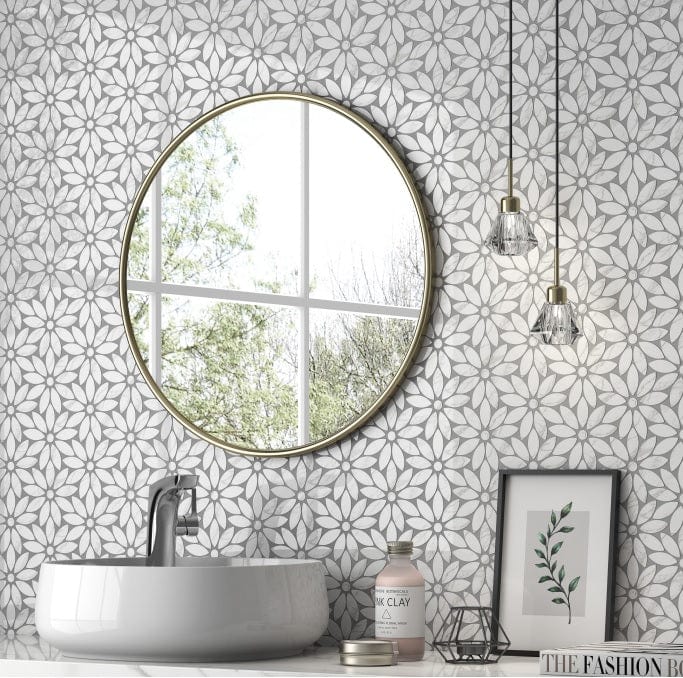 Daisy Flower Marble Tile 