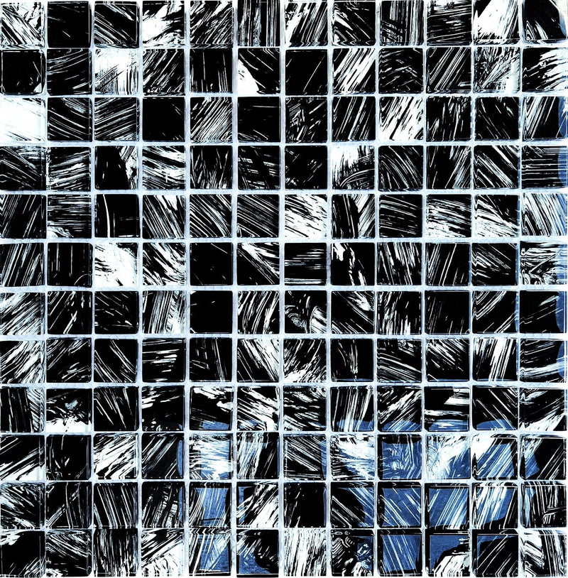 Dali Black 1x1 Glass Tile - Tiles and Deco