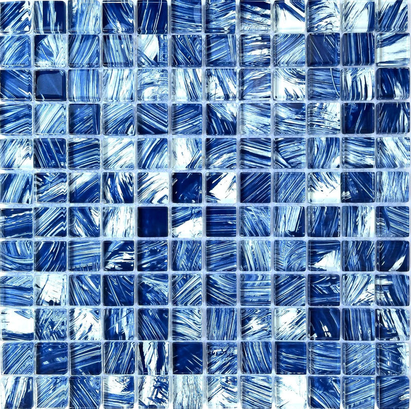 Dali Marine Blue 1x1 Glass Tile - Tiles and Deco