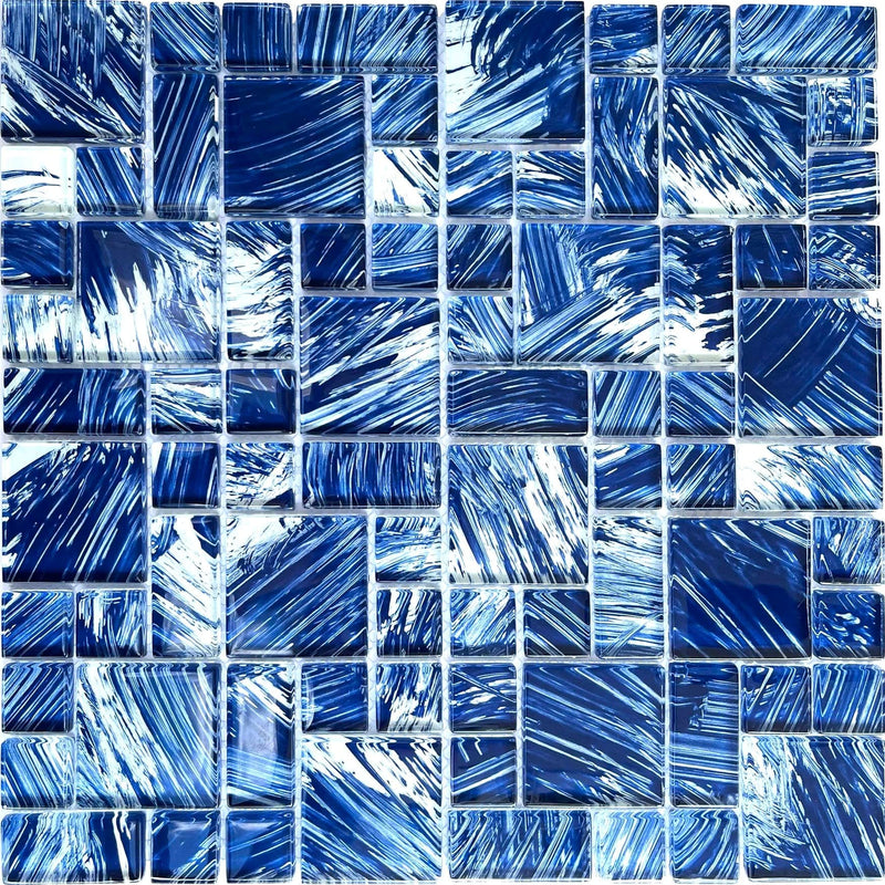 Dali Marine Blue Mix Glass Tile - Tiles and Deco
