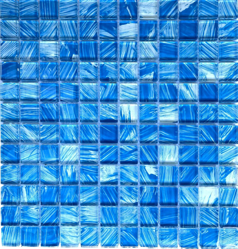 Dali Sky Blue 1x1 Glass Tile - Tiles and Deco