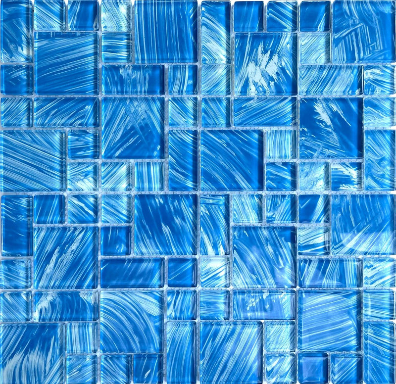 Dali Sky Blue Mix Glass Tile - Tiles and Deco