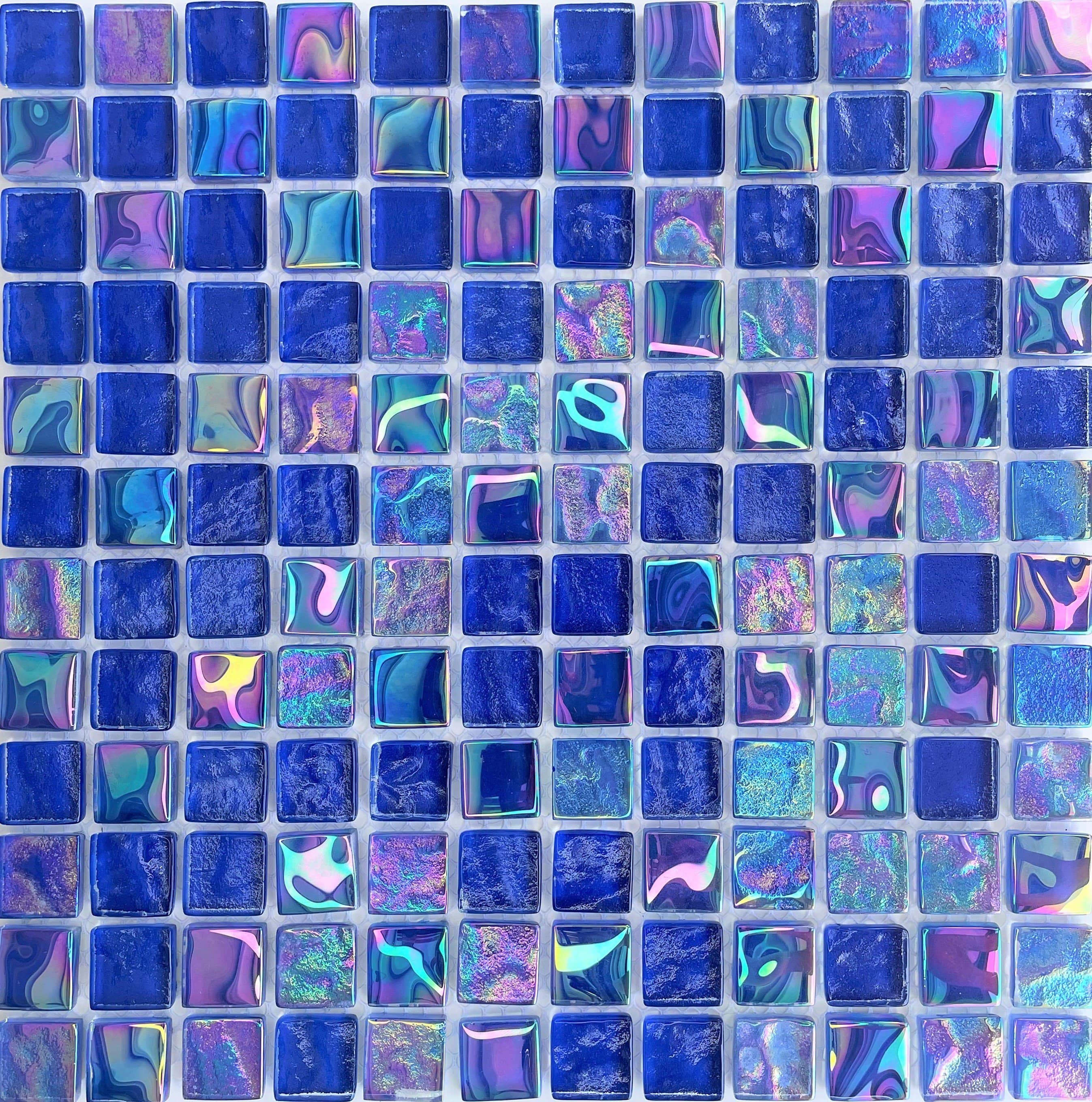 Equinox Cobalt 1x1 Tile is an Exquisite Tile made of glass suitable for swimming pool, shower walls, backsplash, Jacuzzi, and spa - Tiles and Deco