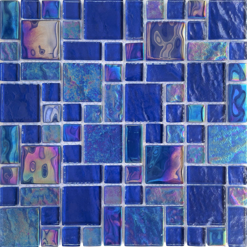 Equinox Cobalt Mix Tile is an Exquisite Tile made of glass suitable for swimming pool, shower walls, backsplash, Jacuzzi, and spa - Tiles and Deco