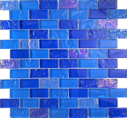 Deep Ocean 1x2 Glass Tile - Tiles and Deco
