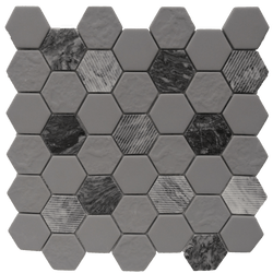 Mosaic Gray Granite Hexagon 12x12 - Tiles and Deco