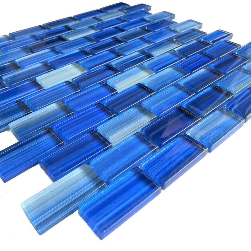Miami Blue 1X2 Glass Tile - Tiles and Deco