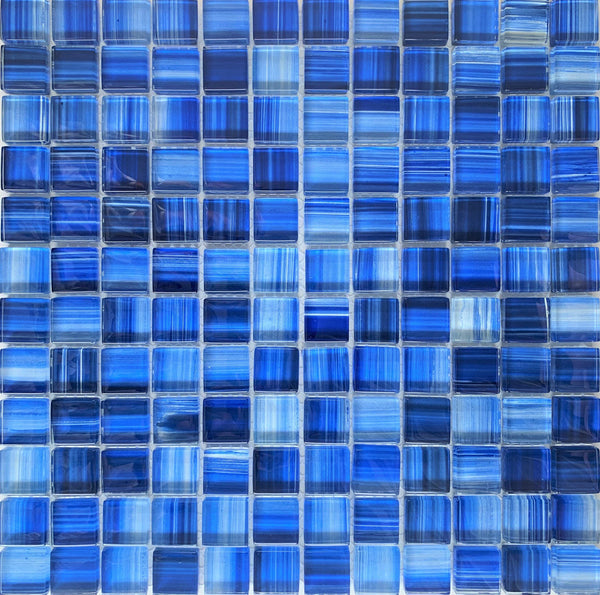 Miami Blue 1X1 Glass Tile - Tiles and Deco