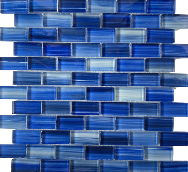 Miami Blue 1X2 Glass Tile - Tiles and Deco