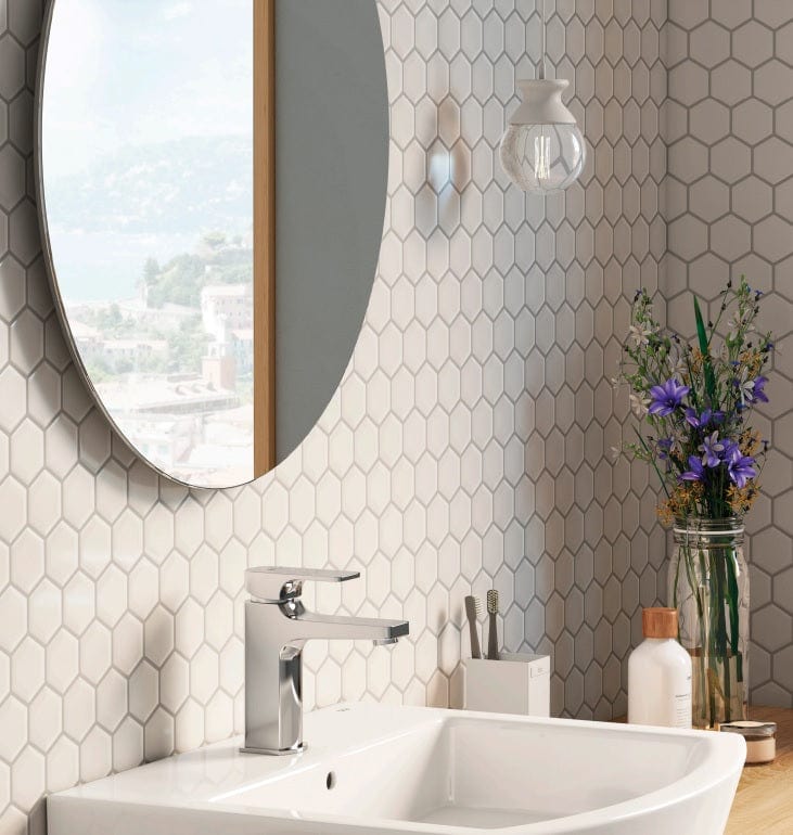 Hexagon White Matt 2"x2" - Tiles and Deco