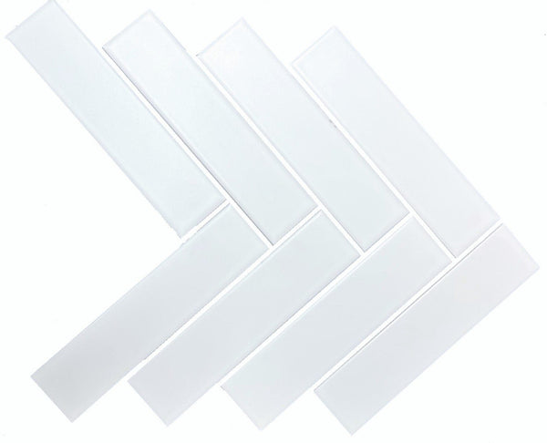 White Herringbone Matte 2"x8" - Tiles and Deco