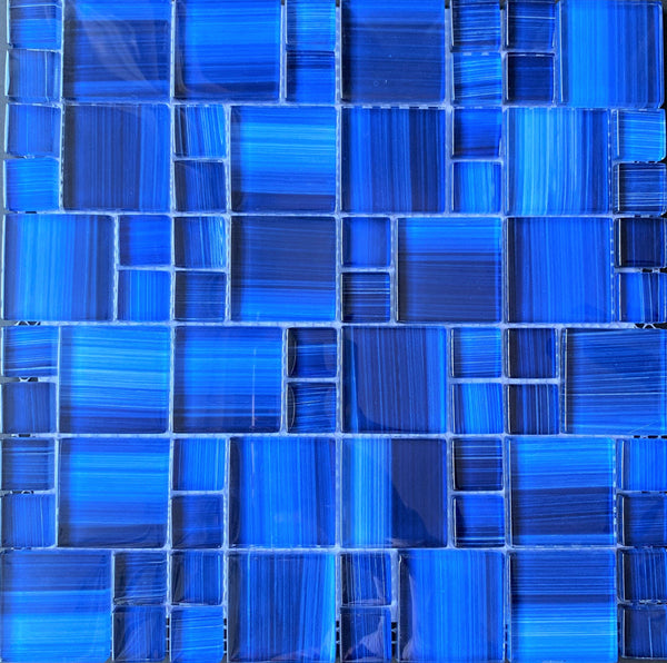 Brush Deep Blue Glass Tile  can be used in pools, Spas, Waterlines, Walls, Bathrooms, Showers, and Backsplash - Tiles and Deco