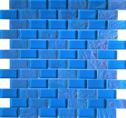 Turquoise 1X2 Glass tile can be used in pools, Spas, Waterlines, Walls, Bathrooms, Showers, and Backsplash - Tiles and Deco