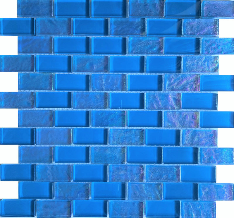 Turquoise 1X2 Glass tile can be used in pools, Spas, Waterlines, Walls, Bathrooms, Showers, and Backsplash - Tiles and Deco