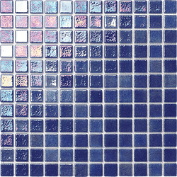 Iridescent Dark Blue Pool Tile is suitable for swimming pool, Jacuzzi, water feature, spa, kitchen backsplash, bathroom, shower walls, and fireplace surrounds - Tiles and Deco