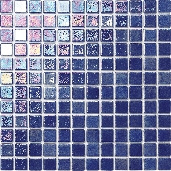 Iridescent Dark Blue Pool Tile is suitable for swimming pool, Jacuzzi, water feature, spa, kitchen backsplash, bathroom, shower walls, and fireplace surrounds - Tiles and Deco