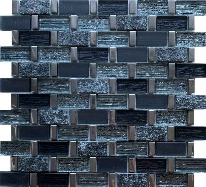 Luxe 1x2 Brick Silver Black tile is great for Accent Walls, Backsplash, Decorations Walls, Bathrooms, Shower floors. and More - Tiles and Deco