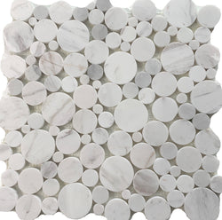Marble Statuary Circles tile is great for Accent Walls, Backsplash, Bathrooms, Shower Floors, and More - Tiles and Deco