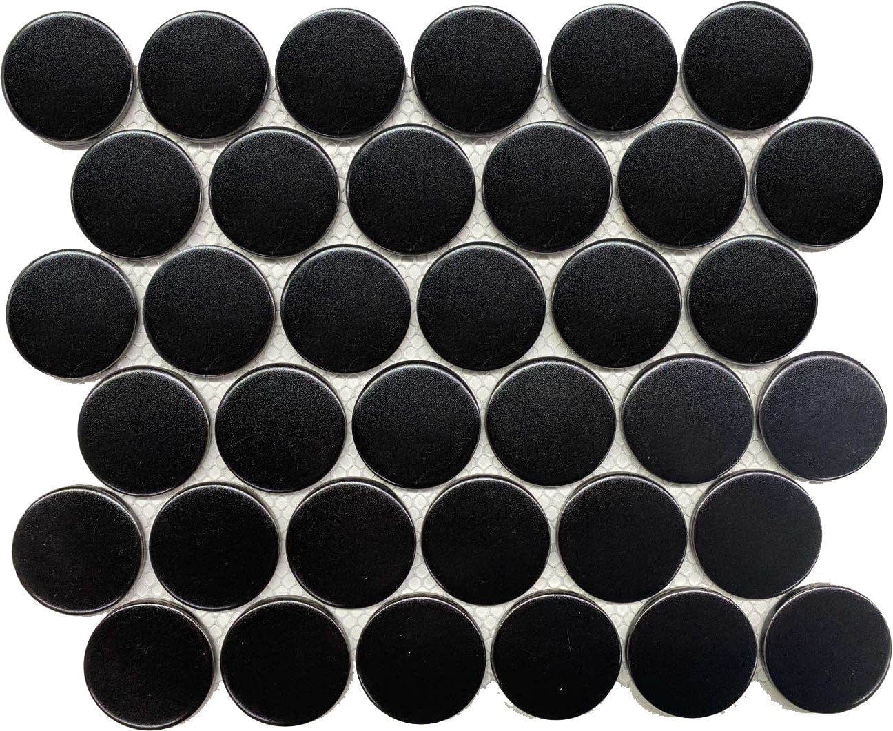 12x12 Black Matte Dots Penny Round Tiles - Black Penny Tile – Tiles and Deco