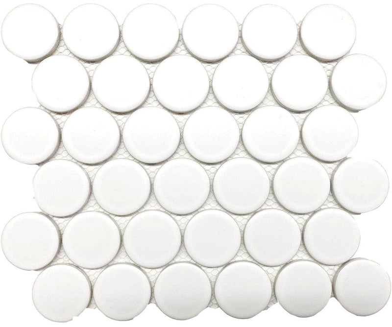2" White Matt Dots Mosaic - Tiles and Deco