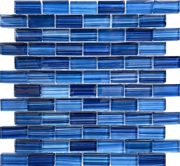 Maui Light Blue 1X2 Glass tile can be used in pools, Spas, Waterlines, Walls, Bathrooms, Showers, and Backsplash - Tiles and Deco