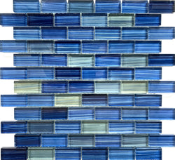Maui Gold Blue 1X2 Glass Tile Brings a Perfect Sea Blue Color to a glass tile that can highlight your environment. It can be used in pools, Spas, Waterlines, Walls, Bathrooms, Showers, and Backsplash.