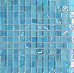 Midnight Aqua 1x1 Tile is made of glass suitable for swimming pool, shower walls, backsplash, Jacuzzi, and spa - Tiles and Deco