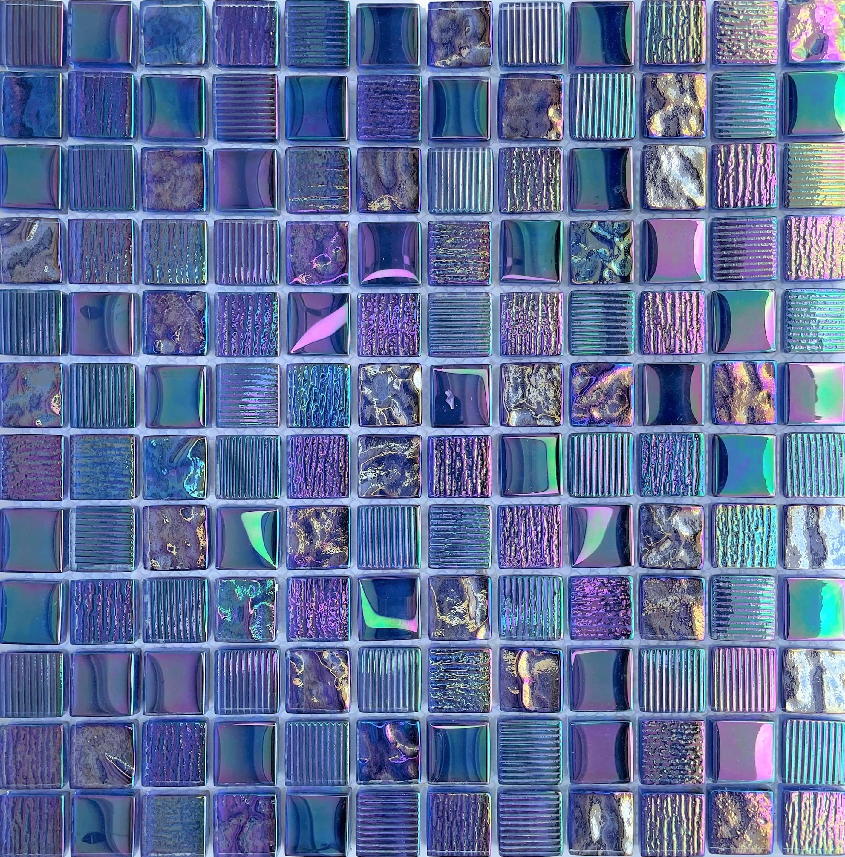 Midnight Blue 1x1 tile is made of glass suitable for swimming pool, shower walls, backsplash, Jacuzzi, and spa - Tiles and Deco