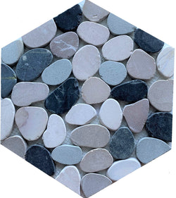 Pebble Hex Dark tile  is great for Accent Walls, Backsplash, Bathrooms, Shower Floors, and More- Tiles and Deco