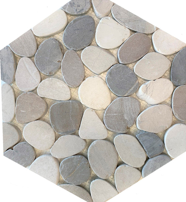 Pebble Hex Light tile is great for Accent Walls, Backsplash, Bathrooms, Shower Floors, and More - Tiles and Deco
