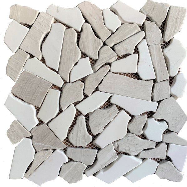 Rivera Pebble Arena Mix tile  is great for Accent Walls, Backsplash, Bathrooms, Shower Floors, and More - Tiles and Deco