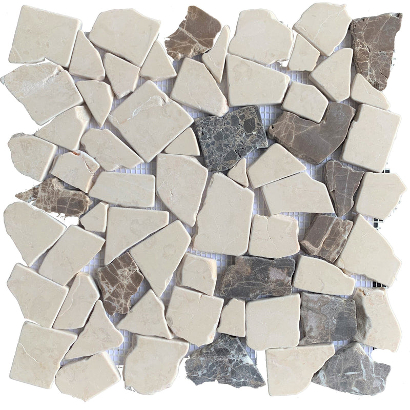 Rivera Pebble Emperador tile is great for Accent Walls, Backsplash, Bathrooms, Shower Floors, and More - Tiles and Deco