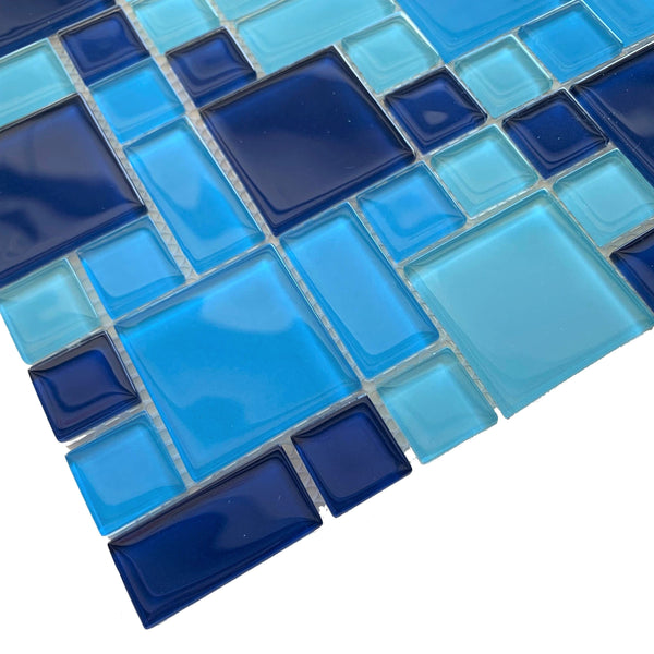 Royal Blue Mix Glass Tile - Tiles and Deco