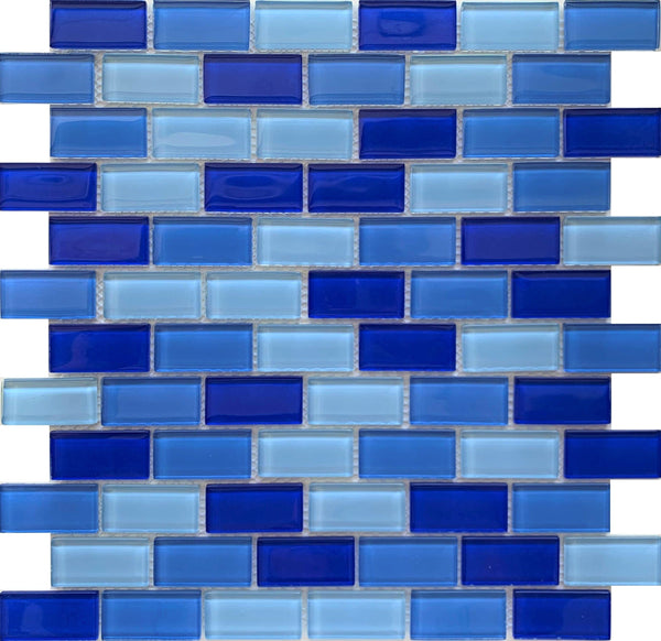 Royal Light Blue 1x2 Glass Pool Tile - Tiles and Deco