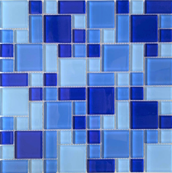 Royal Light Blue Mix Glass Pool Tile - Tiles and Deco
