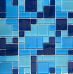 Royal Blue Mix Glass Tile - Tiles and Deco