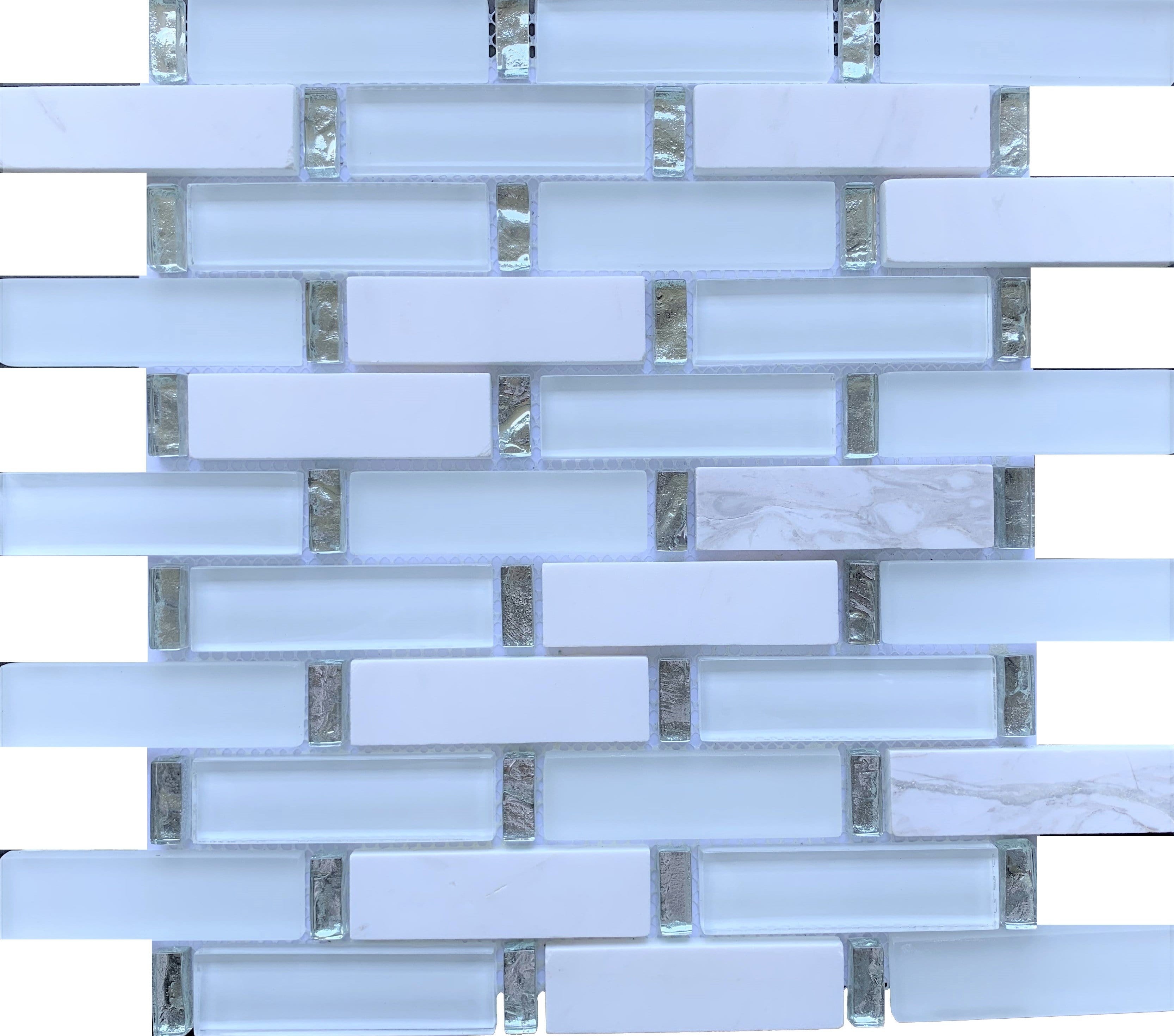 Snow White Glass and Stone tile is great for Accent Walls, Backsplash, Bathrooms - Tiles and Deco