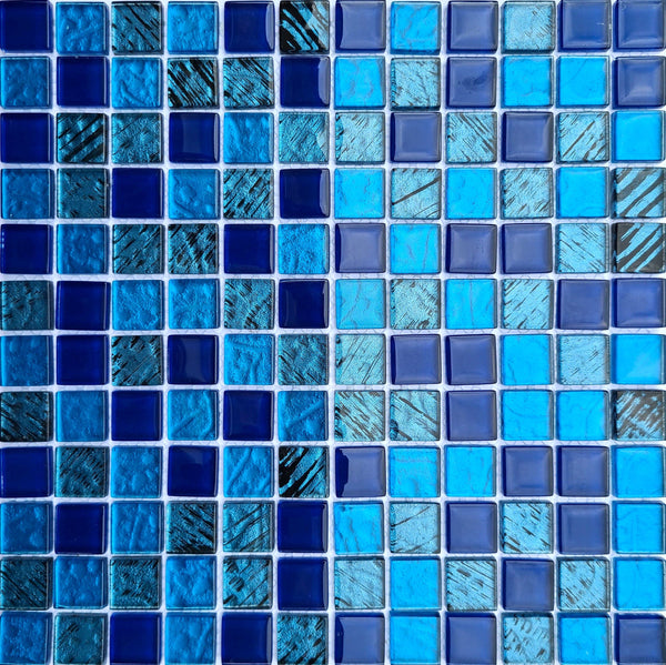 Splash Blue 1x1 - Glass Tile - Tiles and Deco